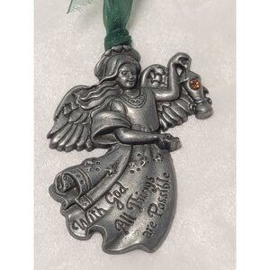 Angel Ornament 2007 By Gloria Duchin Inc Pewter With God All Things Are Possible